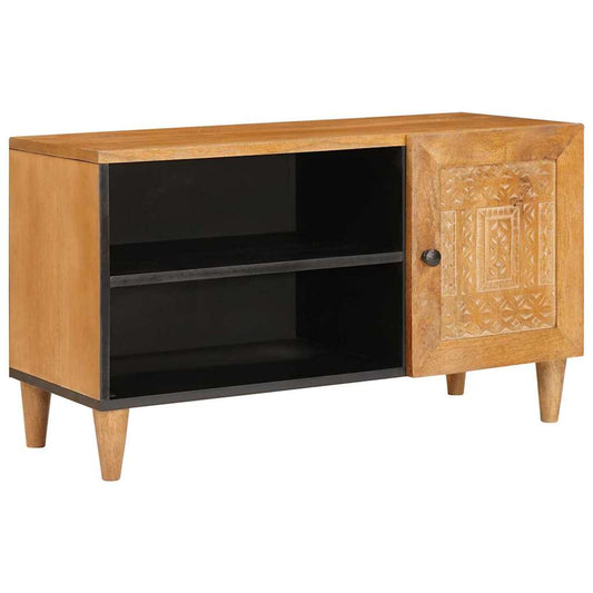 TV-Schränk mit Tür Hellbraun 80 x 33 x 46 cm massives Mangoholz
