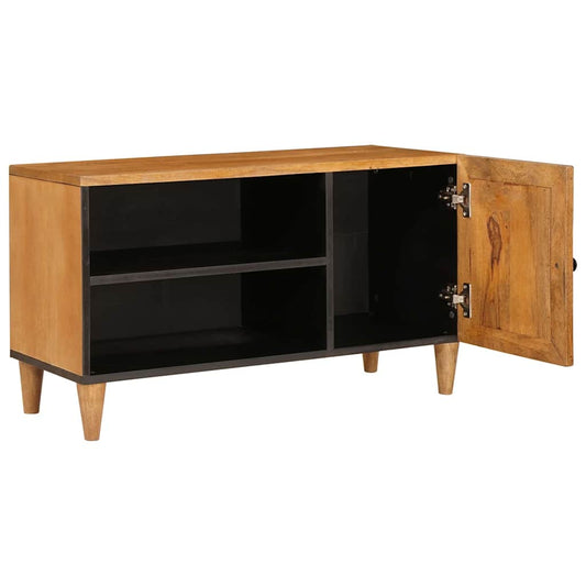 TV-Schränk mit Tür Hellbraun 80 x 33 x 46 cm massives Mangoholz