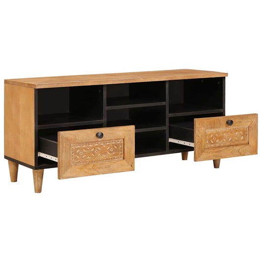 TV-Schränk Hellbraun 100 x 33 x 46 cm massives Mangoholz