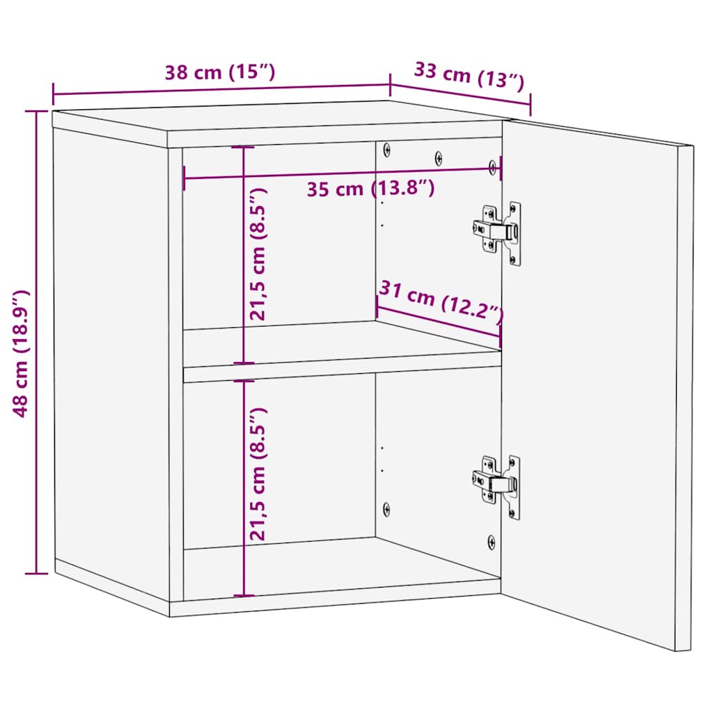 Badezimmer Schrank Wandmontiert Hellbraun 38 x 33,5 x 160 cm