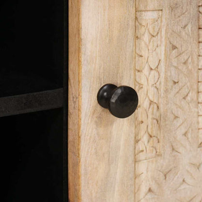 TV-Schränk mit Regal Weiß 105 x 33 x 46 cm massives Mangoholz