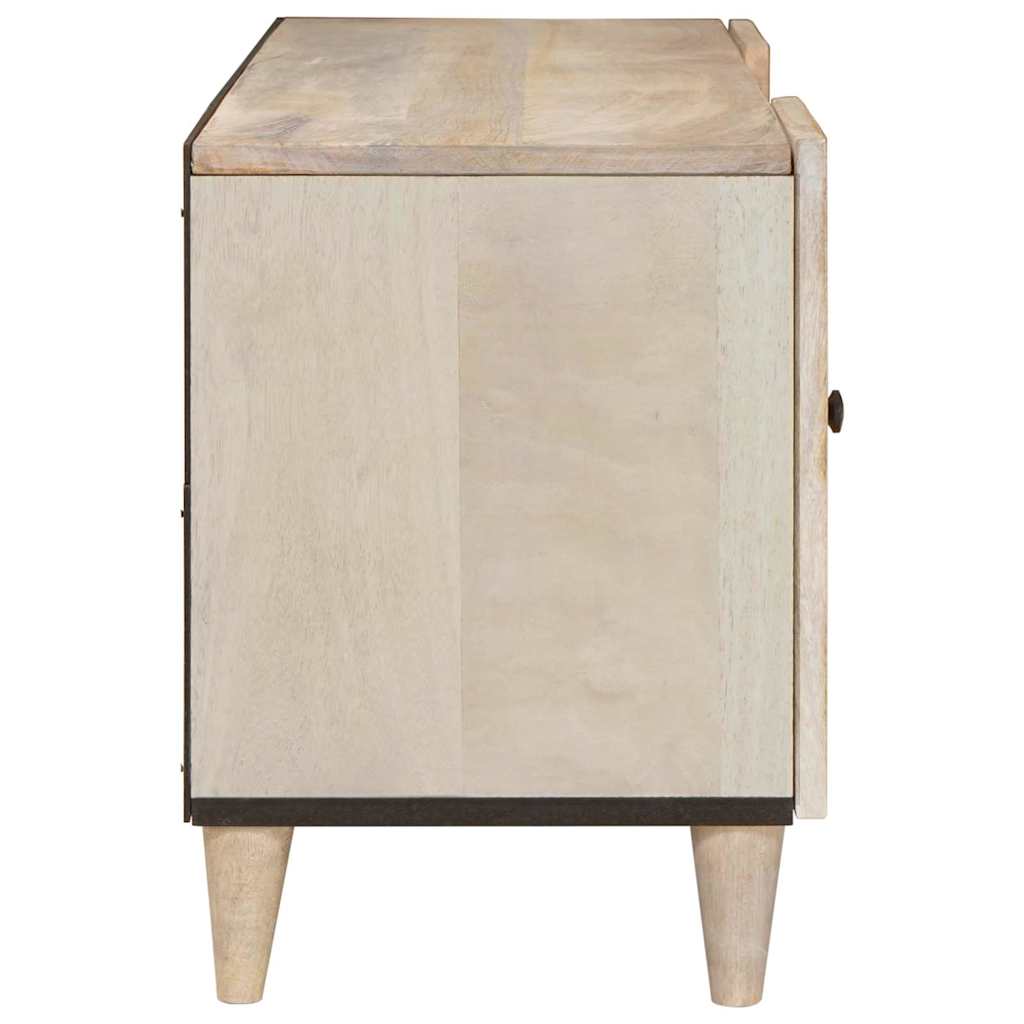 TV-Schränk mit Regal Weiß 105 x 33 x 46 cm massives Mangoholz