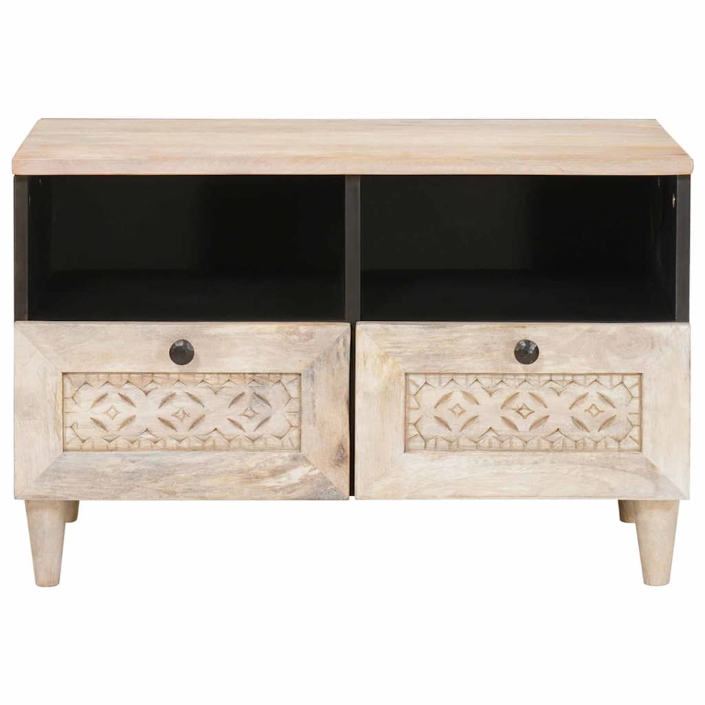 TV-Schränk mit Regal Weiß 70 x 33 x 46 cm massives Mangoholz
