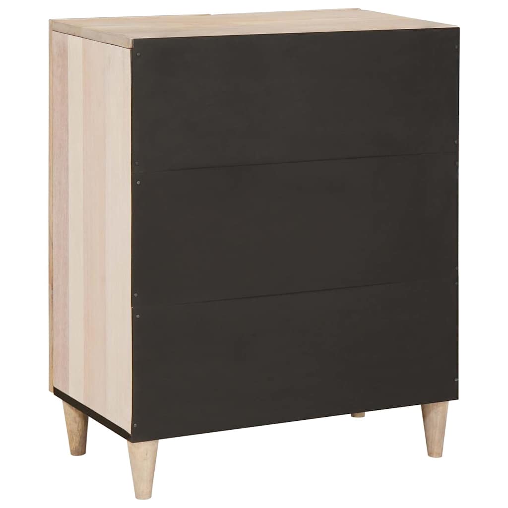 Sideboard mit Regal Weiß 60 x 33 x 75 cm massives Mangoholz