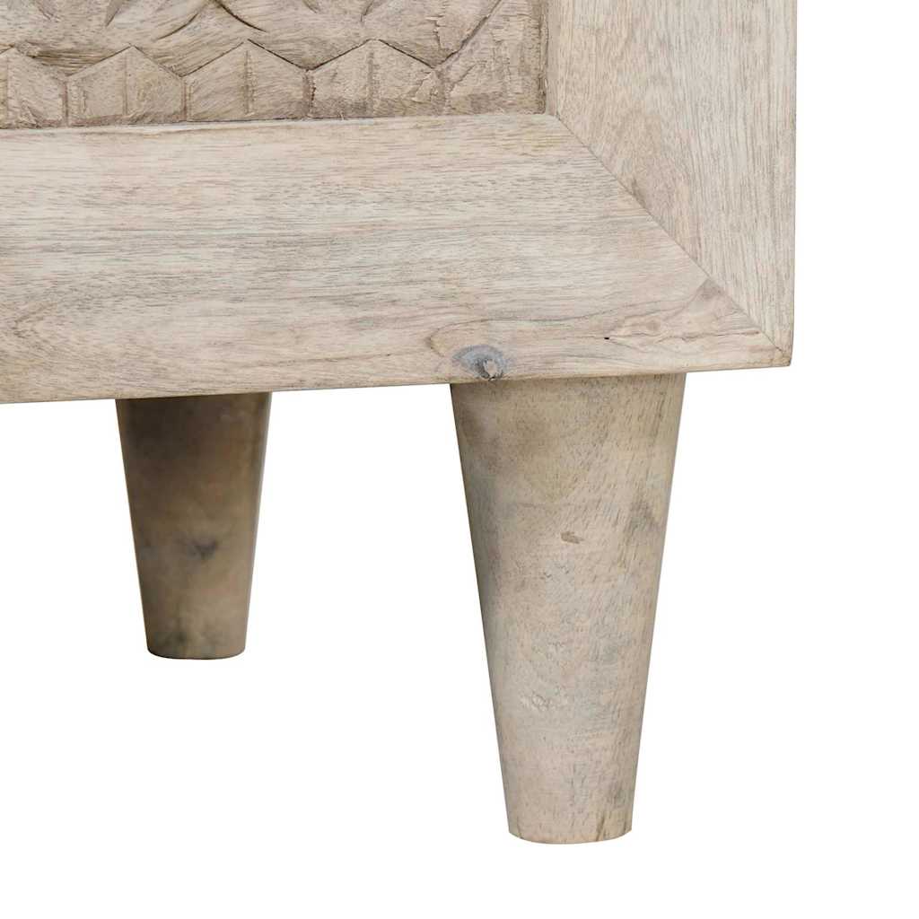 Sideboard mit Speicher Weiß 60 x 33 x 75 cm massives Mangoholz