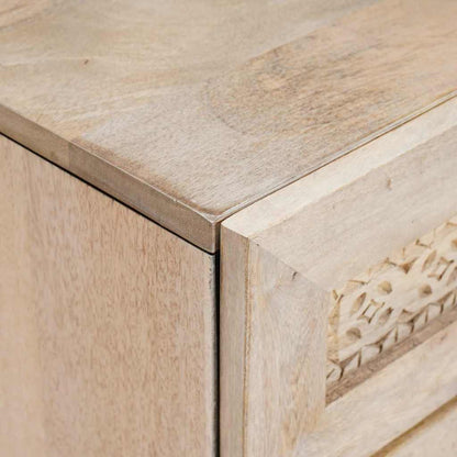 Nachttisch mit Tür Beige 50 x 33 x 60 cm massives Mangoholz