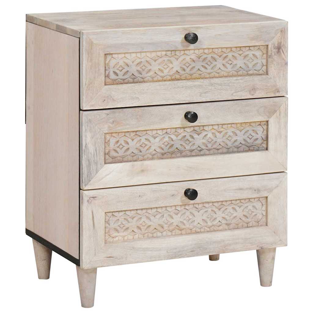 Nachttisch Beige 50 x 33 x 60 cm massives Mangoholz