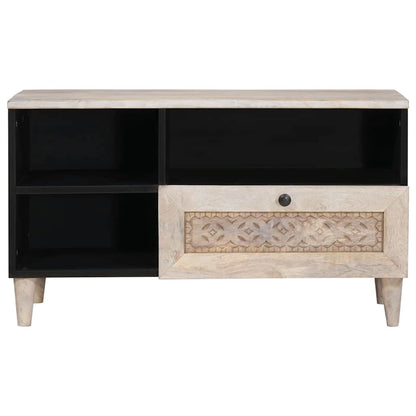 TV-Schränk mit Regal Weiß 80 x 33 x 46 cm massives Mangoholz