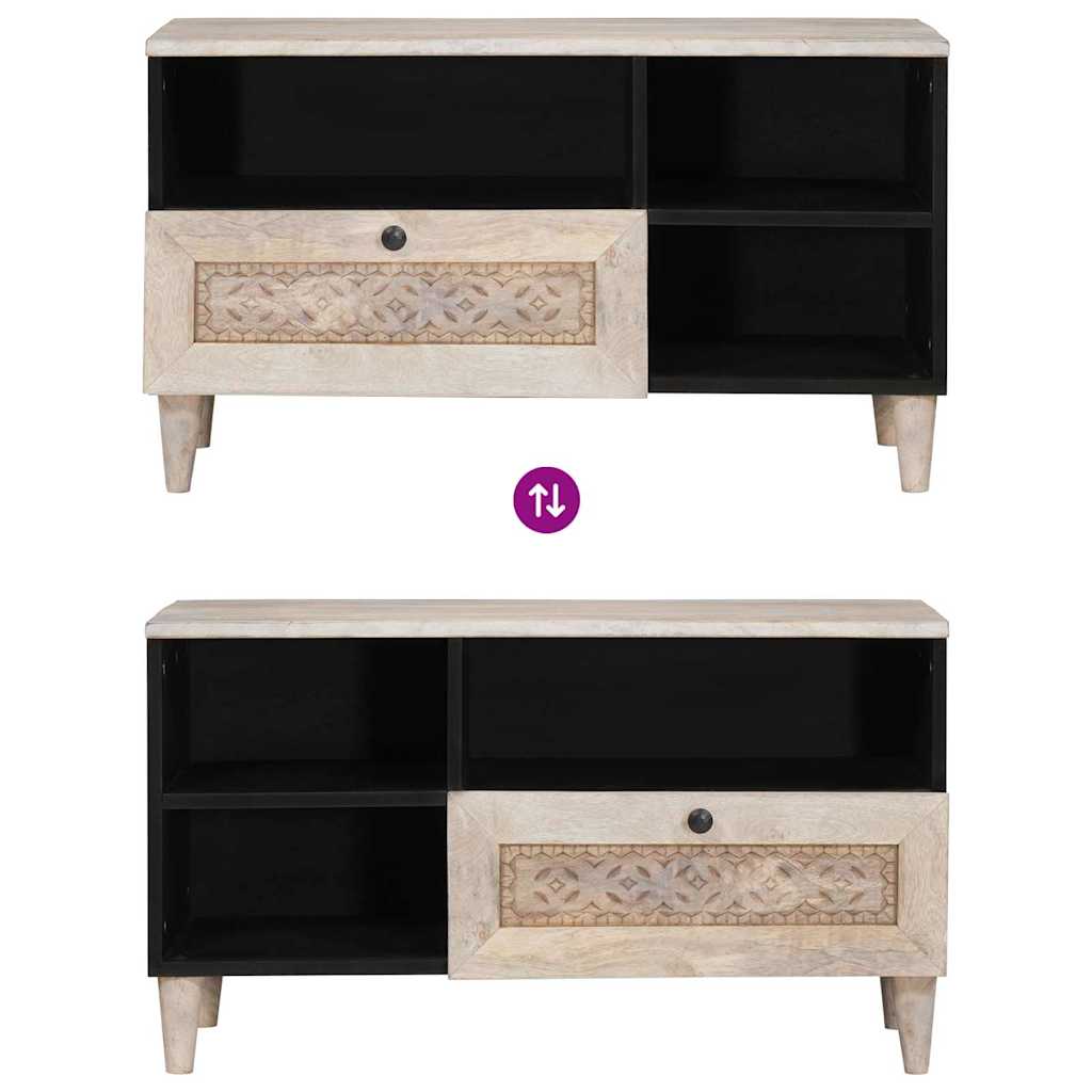 TV-Schränk mit Regal Weiß 80 x 33 x 46 cm massives Mangoholz