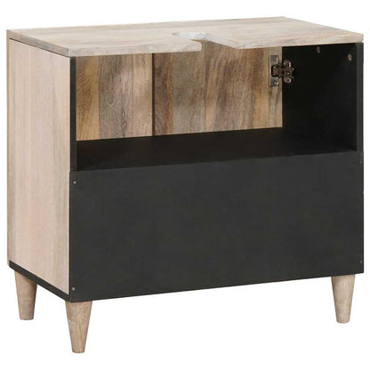 Badezimmer Schrank Weiß 62 x 33 x 58 cm Massives Mango Holz
