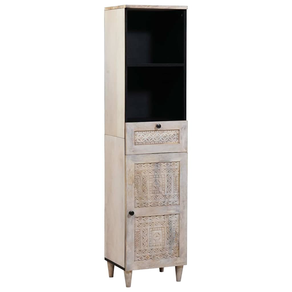 Badezimmer Schrank Weiß 38 x 33,5 x 160 cm Massives Mango Holz