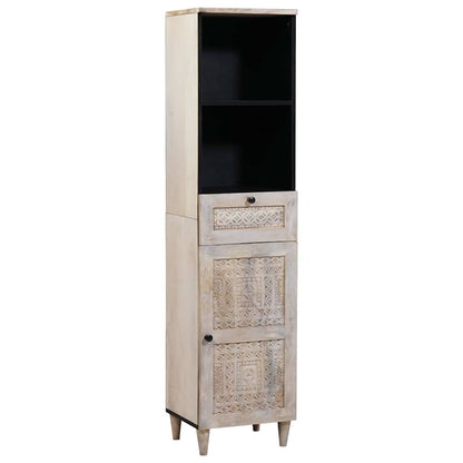 Badezimmer Schrank Weiß 38 x 33,5 x 160 cm Massives Mango Holz