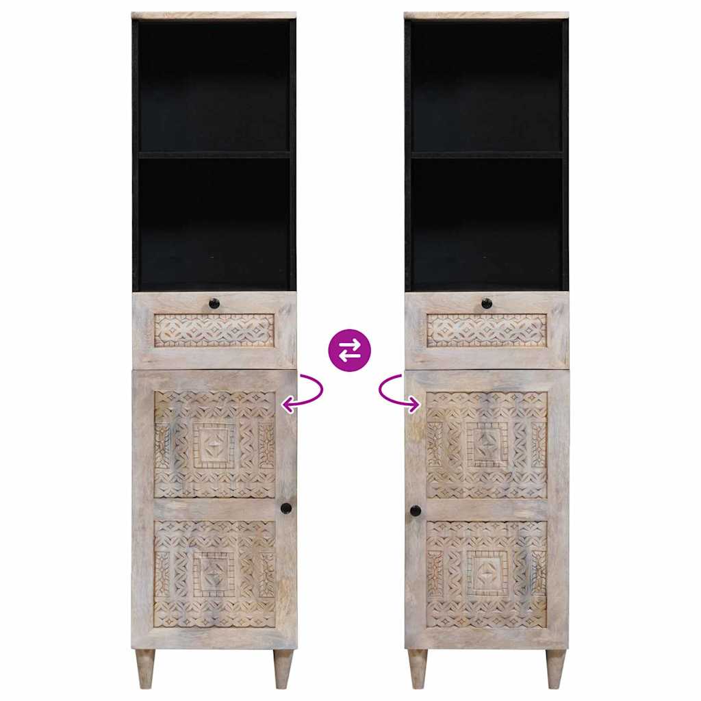 Badezimmer Schrank Weiß 38 x 33,5 x 160 cm Massives Mango Holz