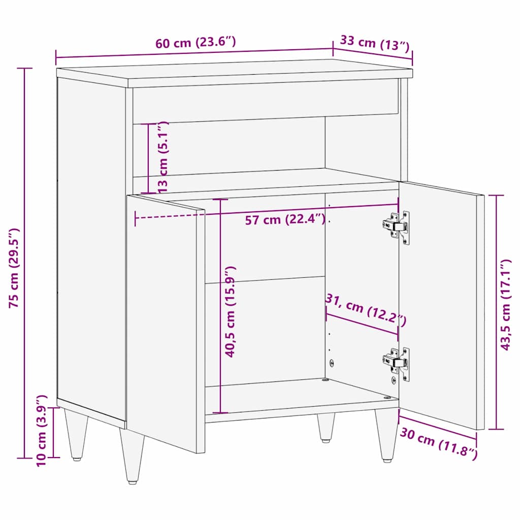 Sideboard Weiß 33.5 x 60 x 75 cm