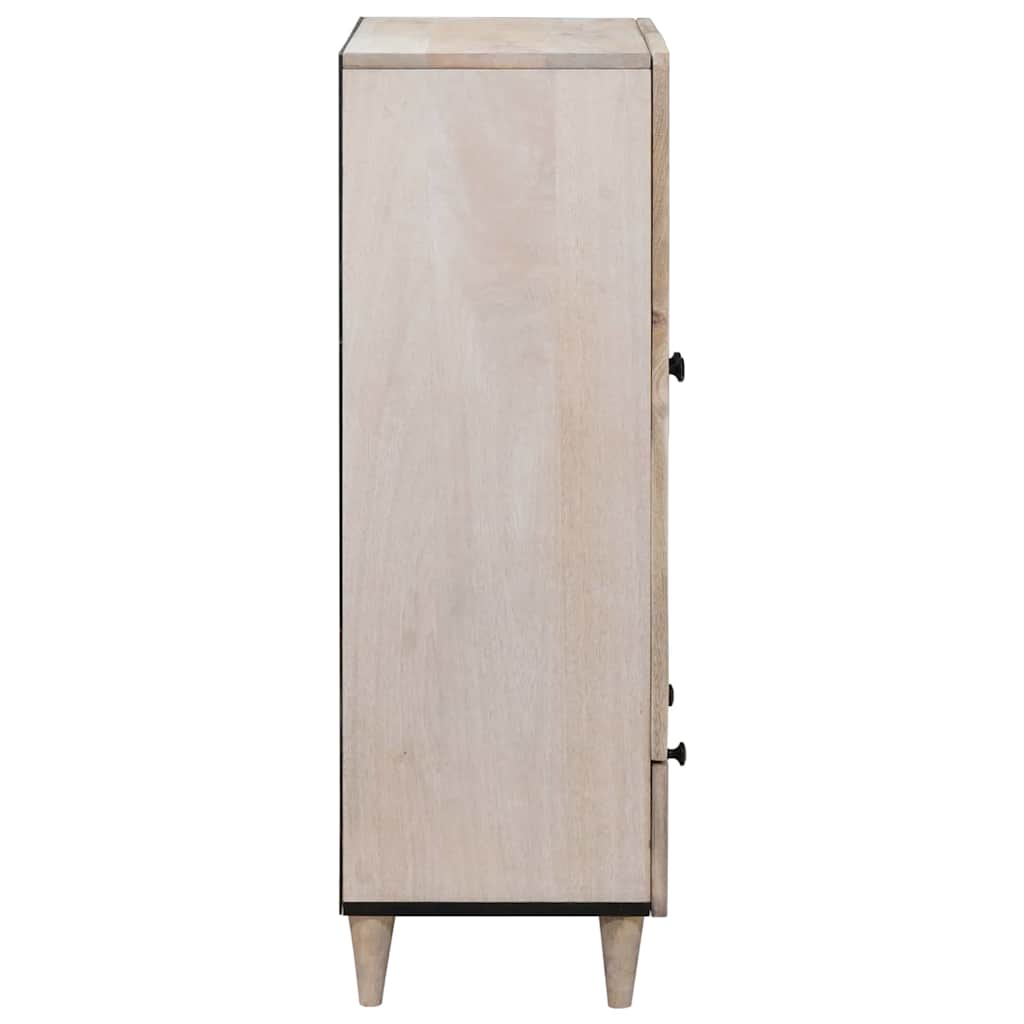 Hochboard mit Regal Weiß 60 x 33 x 100 cm massives Mangoholz