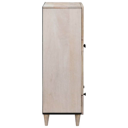 Hochboard mit Regal Weiß 60 x 33 x 100 cm massives Mangoholz