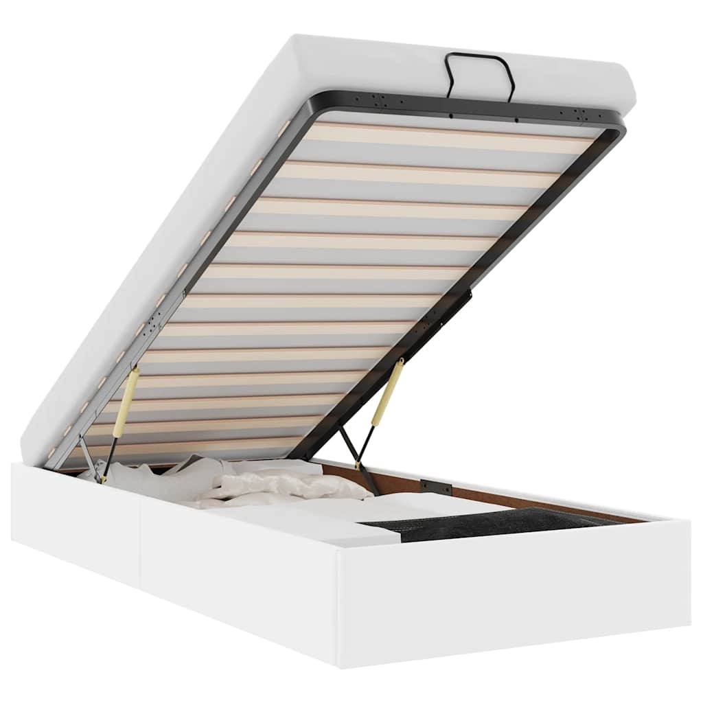 Ottoman-Bett ohne Matratze Weiß 90x200 cm Kunstleder