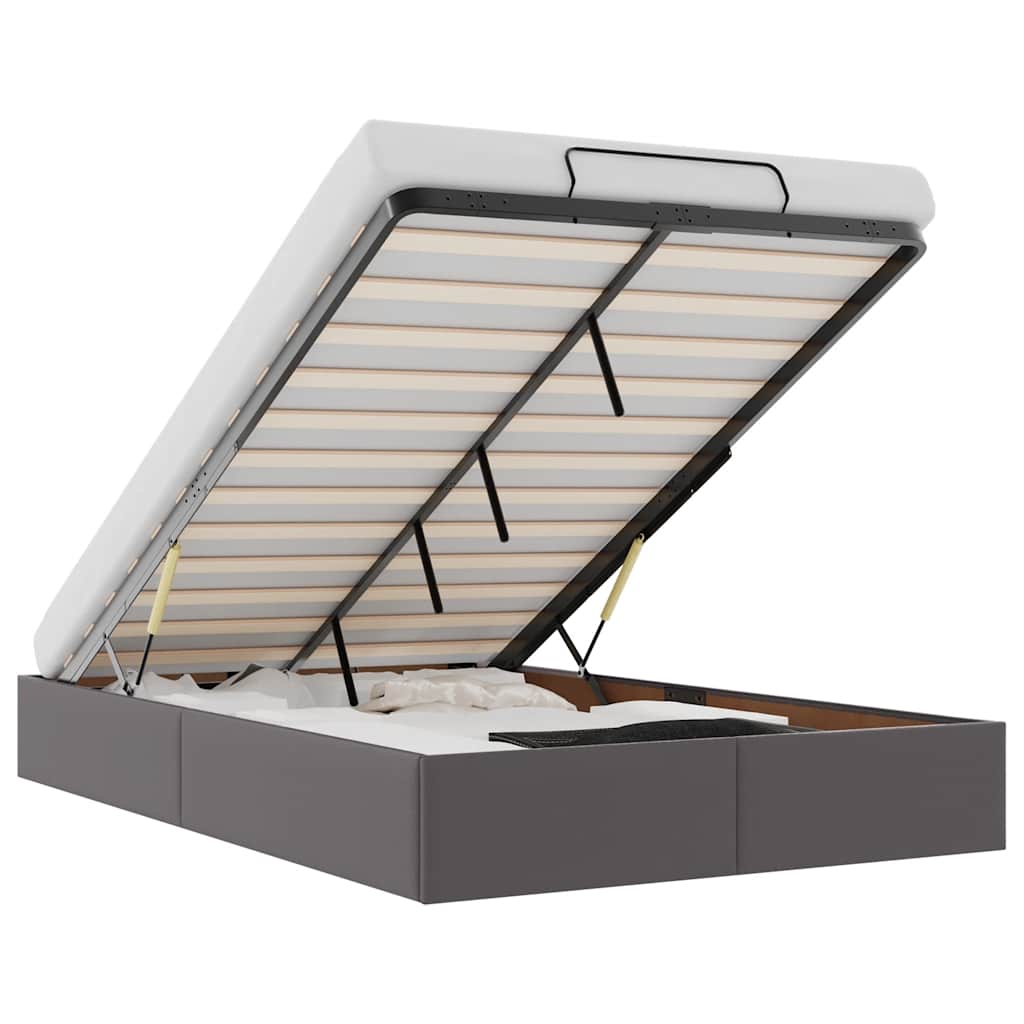 Ottoman-Bett ohne Matratze Grau 120x200 cm Kunstleder