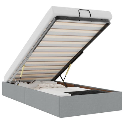 Ottoman-Bett ohne Matratze Hellgrau 90x190 cm Stoff