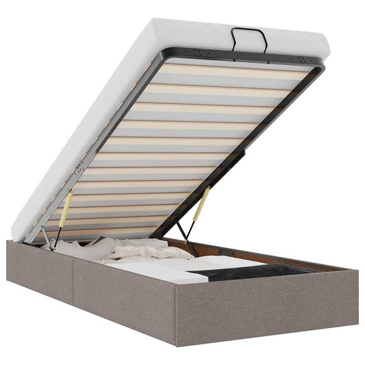 Ottoman-Bett ohne Matratze Taupe 100x200 cm Stoff