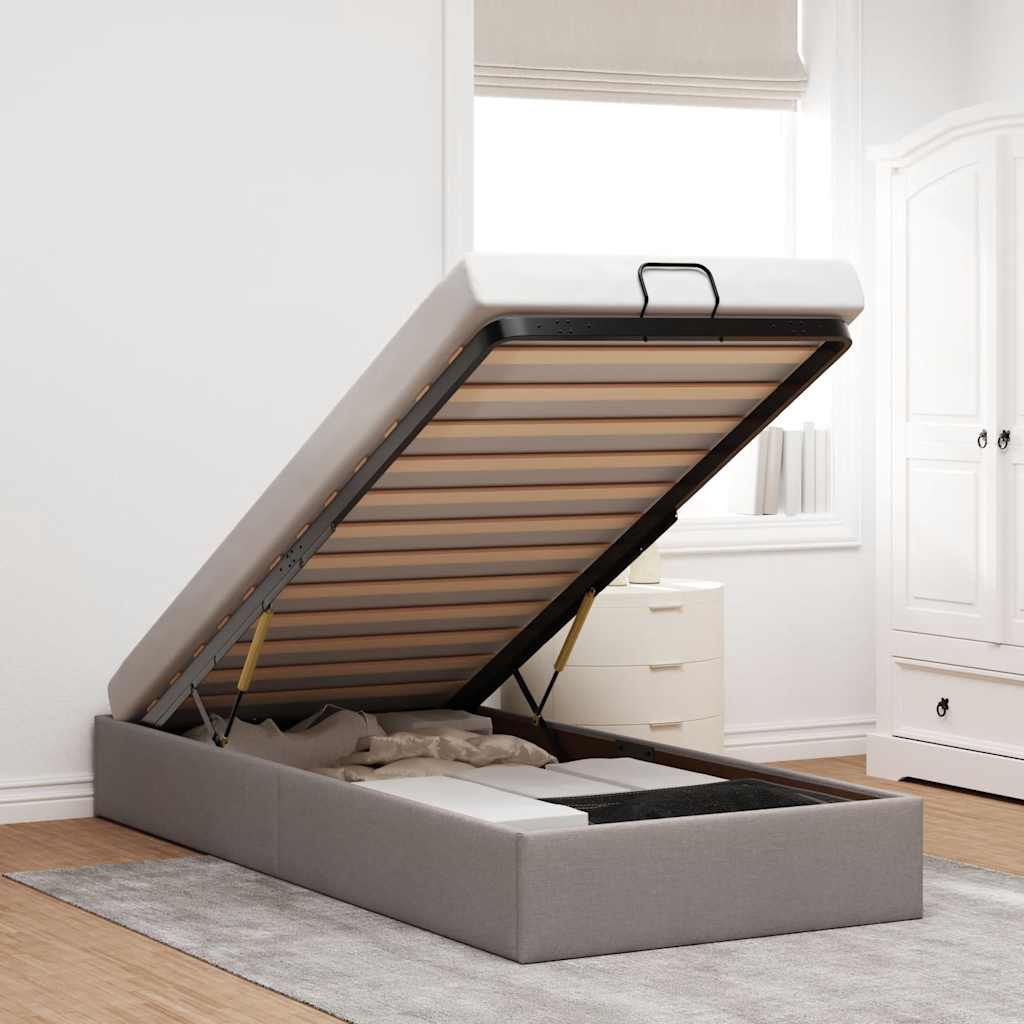 Ottoman-Bett ohne Matratze Taupe 100x200 cm Stoff