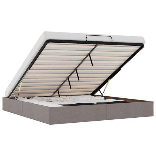 Ottoman-Bett ohne Matratze Taupe 160x200 cm Stoff