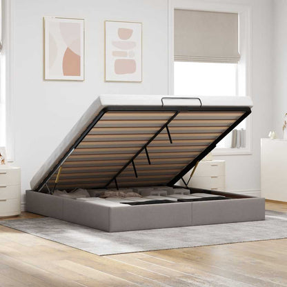 Ottoman-Bett ohne Matratze Taupe 160x200 cm Stoff