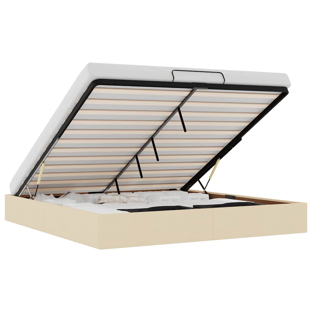 Ottoman-Bett ohne Matratze Creme 160x200 cm Stoff