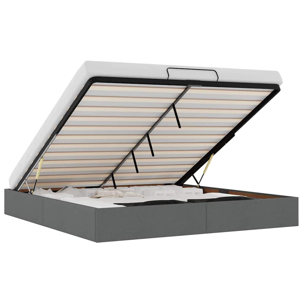Ottoman-Bett ohne Matratze Dunkelgrau 200x200 cm Stoff