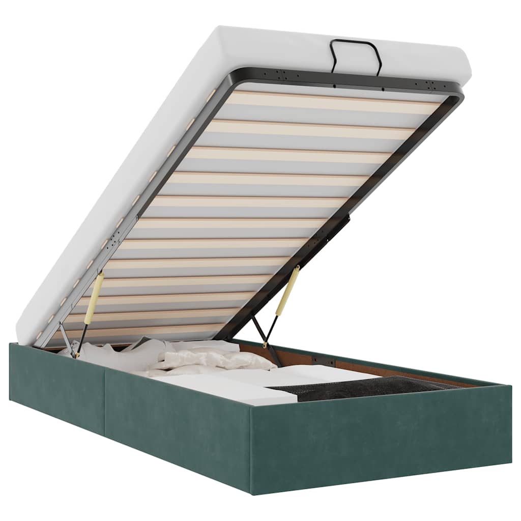Ottoman-Bett ohne Matratze Dunkelgrün 90x190 cm Samt