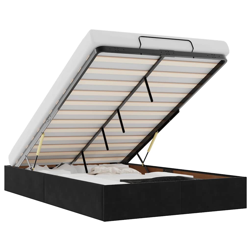 Ottoman-Bett ohne Matratze Schwarz 120x190 cm Samt