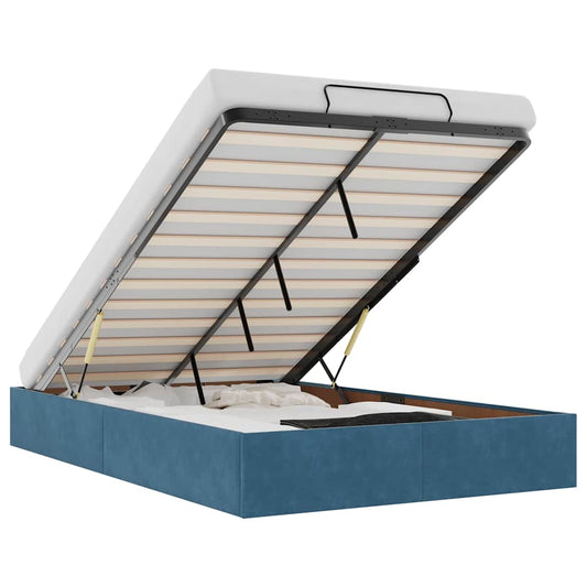 Ottoman-Bett ohne Matratze Dunkelblau 120x190 cm Samt
