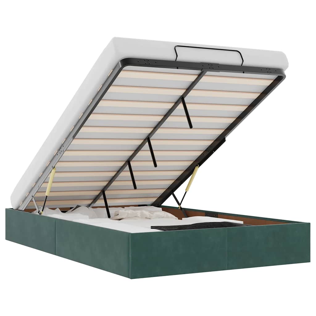 Ottoman-Bett ohne Matratze Dunkelgrün 120x200 cm Samt