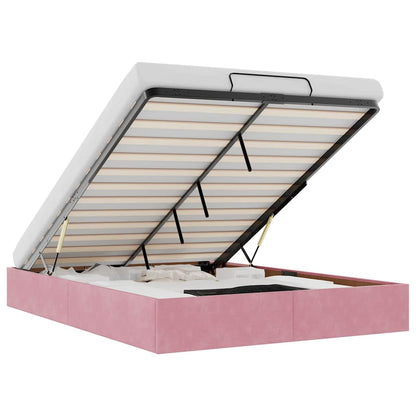 Ottoman-Bett ohne Matratze Rosa 140x190 cm Samt