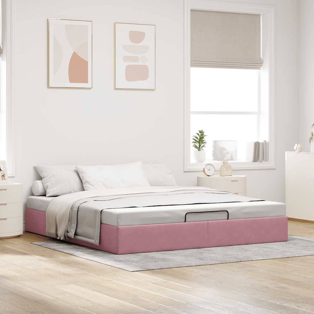 Ottoman-Bett ohne Matratze Rosa 200x200 cm Samt
