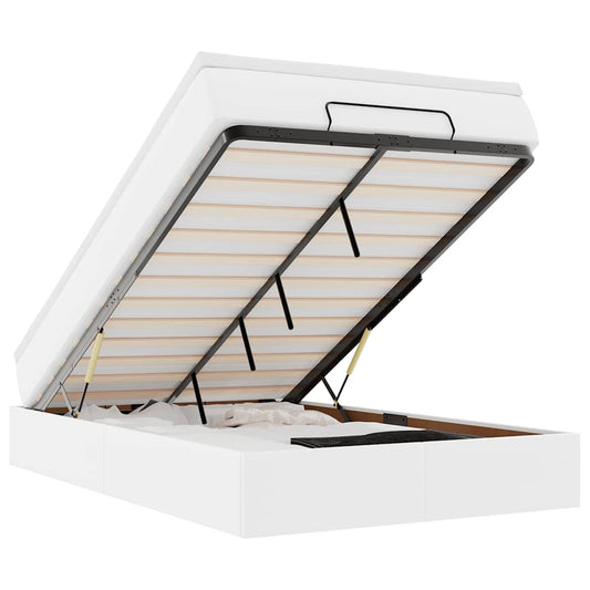 Ottoman-Bett mit Matratze Weiß 120x190 cm Kunstleder