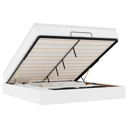 Ottoman-Bett mit Matratze Weiß 160x200 cm Kunstleder