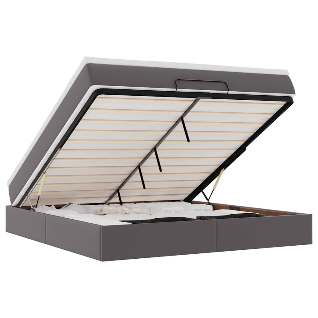 Ottoman-Bett mit Matratze Grau 160x200 cm Kunstleder