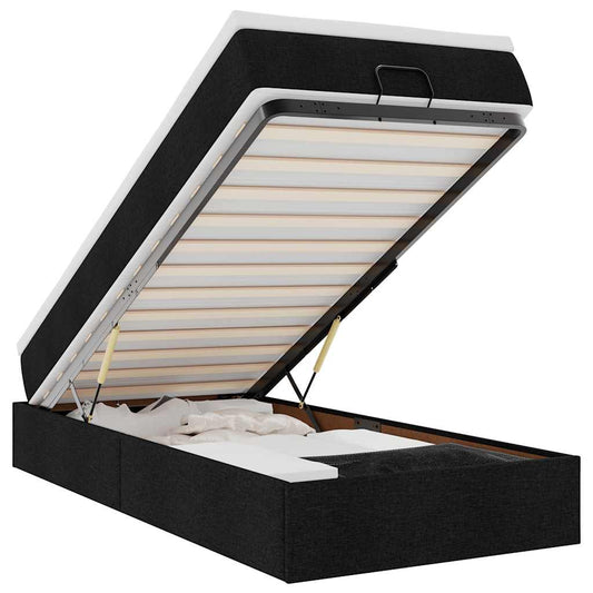 Ottoman-Bett mit Matratze Schwarz 90x190 cm Stoff