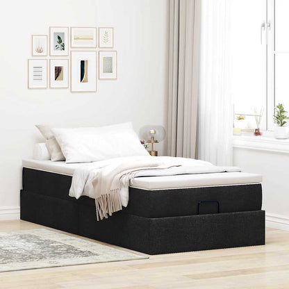 Ottoman-Bett mit Matratze Schwarz 90x190 cm Stoff