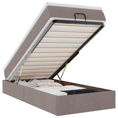 Ottoman-Bett mit Matratze Taupe 100x200 cm Stoff