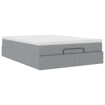 Ottoman-Bett mit Matratze Hellgrau 140x190 cm Stoff