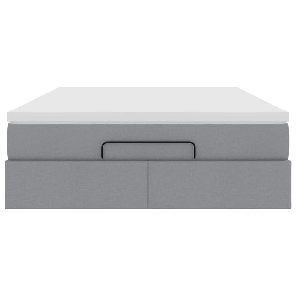 Ottoman-Bett mit Matratze Hellgrau 140x190 cm Stoff