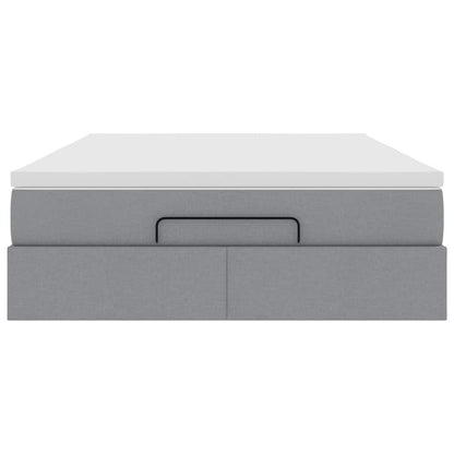 Ottoman-Bett mit Matratze Hellgrau 140x190 cm Stoff