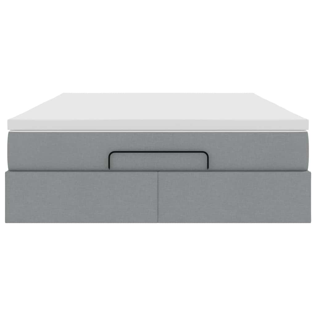 Ottoman-Bett mit Matratze Hellgrau 140x200 cm Stoff