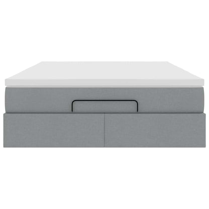 Ottoman-Bett mit Matratze Hellgrau 140x200 cm Stoff