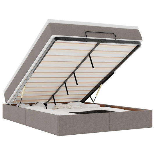 Ottoman-Bett mit Matratze Taupe 140x200 cm Stoff