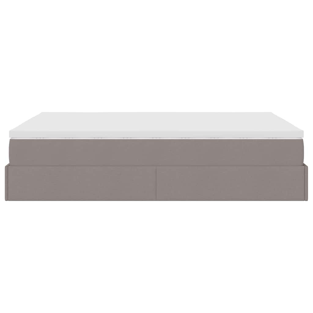Ottoman-Bett mit Matratze Taupe 140x200 cm Stoff