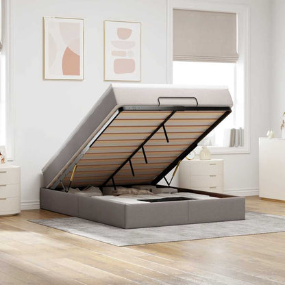 Ottoman-Bett mit Matratze Taupe 140x200 cm Stoff