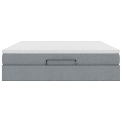 Ottoman-Bett mit Matratze Hellgrau 160x200 cm Stoff